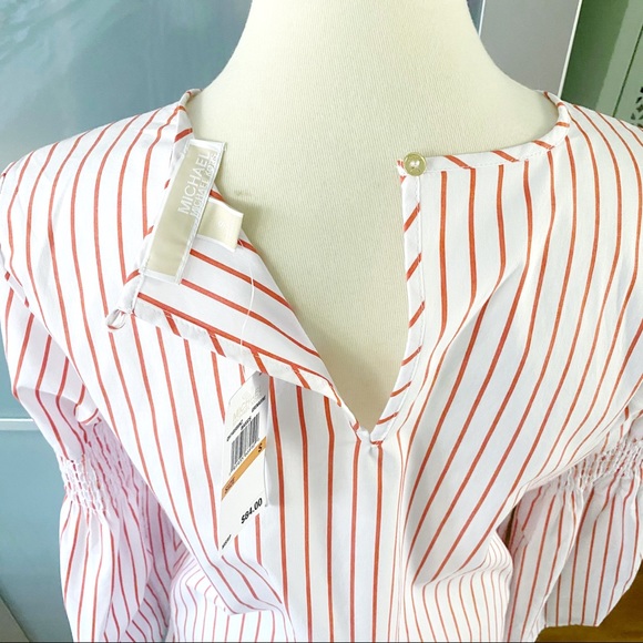 NWT MICHAEL Michael Kors Striped Bell Sleeve Top - Picture 7 of 12